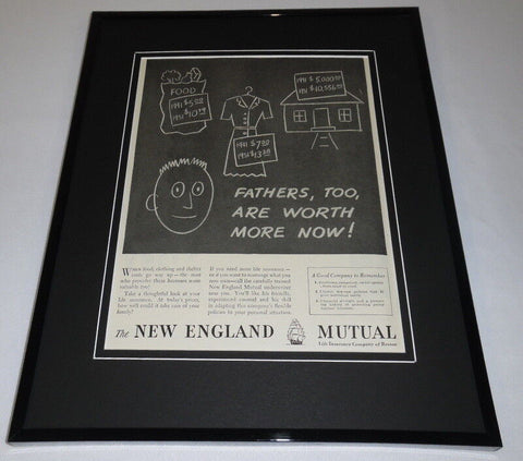 1951 New England Mutual Framed 11x14 ORIGINAL Vintage Advertisement