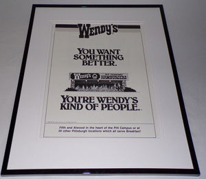 1983 Wendy's / Pittsburgh 11x14 Framed ORIGINAL Advertisement 