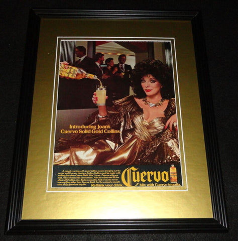 Joan Collins 1987 Cuervo Tequila Framed 11x14 ORIGINAL Vintage Advertisement