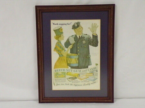 1937 Beech Nut Gum Norman Rockwell 11x14" Framed ORIGINAL Vintage Advertisement