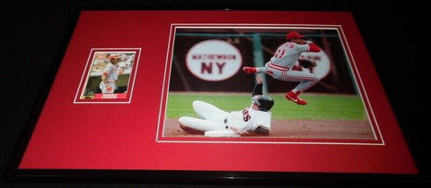 Barry Larkin Signed Framed 11x17 Rookie Card & Photo Display Reds