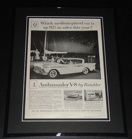 1959 Rambler Ambassador V-8 11x14 Framed ORIGINAL Vintage Advertisement B