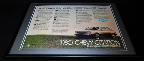 1980 Chevrolet Citation Framed 12x18 ORIGINAL Vintage Advertising Display 