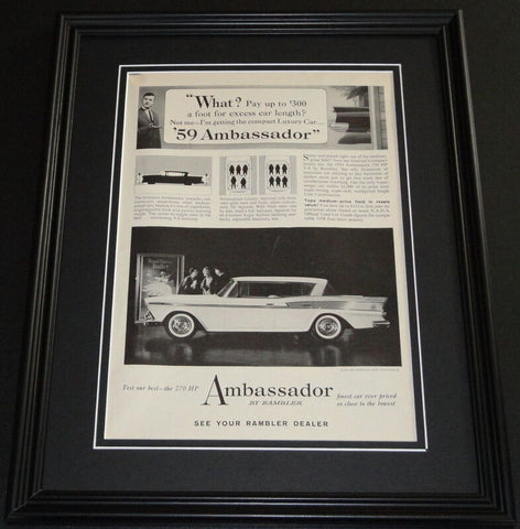 1959 Rambler Ambassador V-8 11x14 Framed ORIGINAL Vintage Advertisement Poster D