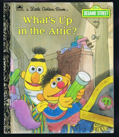 ORIGINAL Vintage 1987 Sesame Street What's in the Attic Bert Ernie Golden Book  