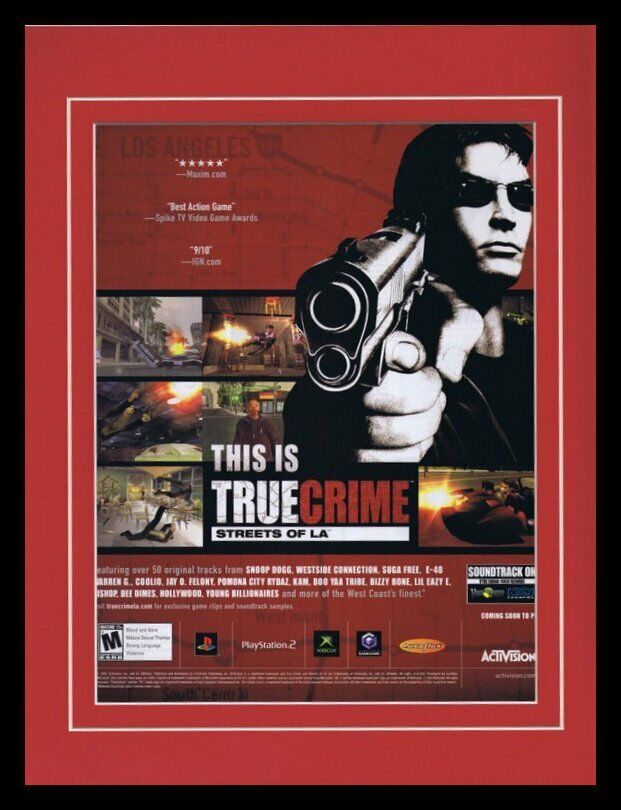 True Crime Streets of LA 2004 PS2 Xbox Framed 11x14 ORIGINAL Advertisement