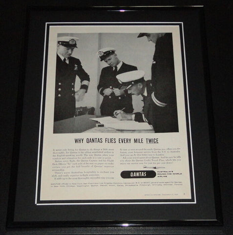 1958 Quantas Airlines Australia 11x14 Framed ORIGINAL Vintage Advertisement