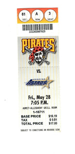 May 28 1999 Houston Astros @ Pittsburgh Pirates Ticket Craig Biggio Jeff Bagwell