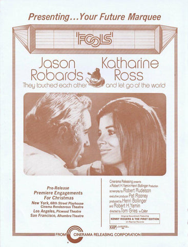 Fools 1971 ORIGINAL Vintage 9x12 Industry Ad Jason Robards Katharine Ross