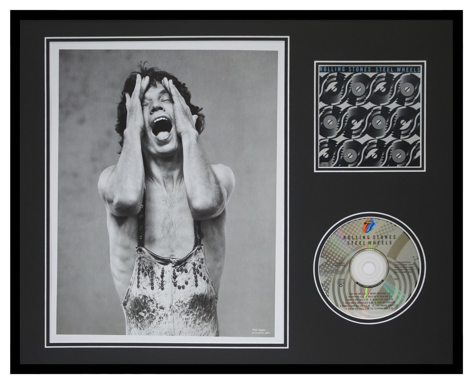 Mick Jagger Framed 16x20 Rolling Stone Steel Wheels CD & Photo Display  