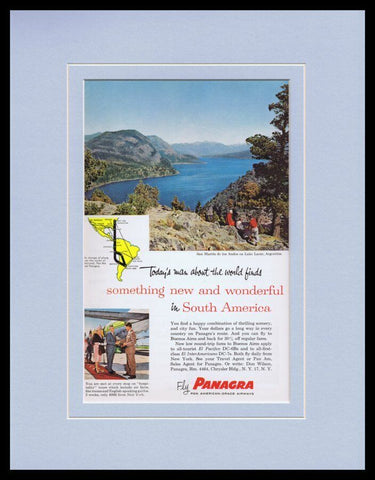 Panagra Pan American South America 11x14 Framed ORIGINAL Vintage Advertisement