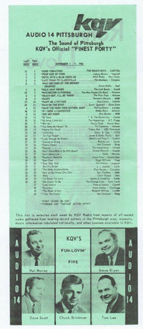 ORIGINAL Vintage KQV Pittsburgh November 1 1966 Music Survey Beach Boys #1