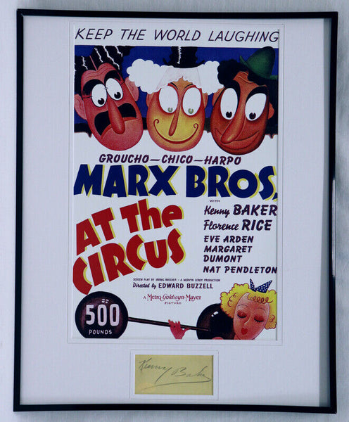 Kenny Baker Signed Framed 16x20 Marx Bros at the Circus Poster Display JSA 