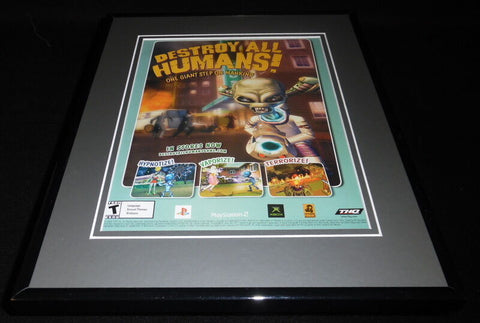 Destroy All Humans 2005 PS2 XBox Framed 11x14 ORIGINAL Vintage Advertisement 