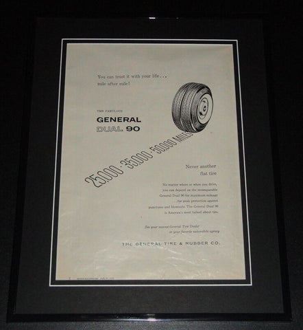 1959 General Dual 90 Tire 11x14 Framed ORIGINAL Vintage Advertisement B