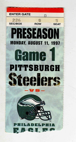 Aug 11 1997 Philadelphia Eagles @ Pittsburgh Steelers Ticket Mike Vrabel Debut