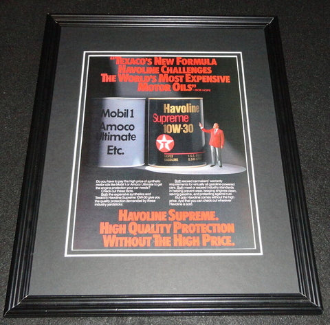 Bob Hope 1985 Havoline Motor Oil 11x14 Framed ORIGINAL Vintage Advertisement 