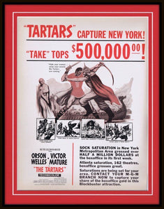 ORIGINAL Vintage 1962 The Tartars 11x14 Framed Advertisement Orson Welles