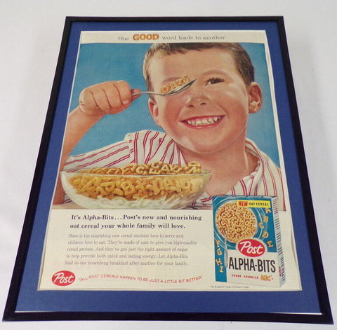 1958 Post Alpha Bits Cereal Framed 11x14 ORIGINAL Vintage Advertisement 