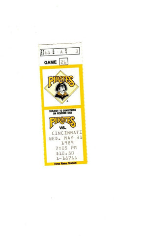 May 31 1989 Cincinnati Reds @ Pittsburgh Pirates Ticket Barry Bonds HR #72