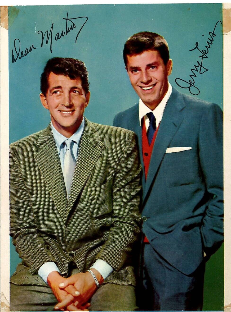 VINTAGE Dean Martin & Jerry Lewis Postcard w/ Printed Signatures