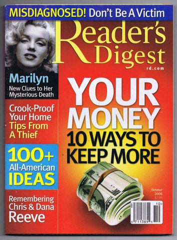 ORIGINAL Vintage October 2006 Reader's Digest No Label Marilyn Monroe