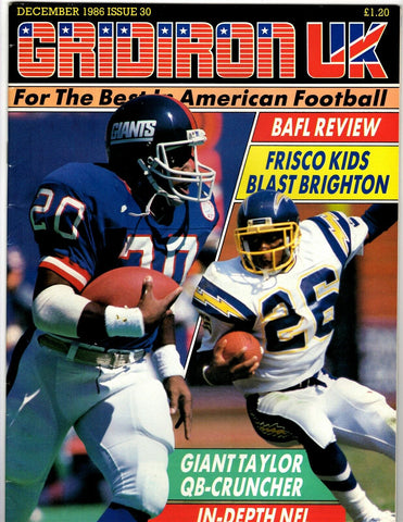 VINTAGE Dec 1986 NFL Gridiron UK Magazine Joe Morris Lionel James