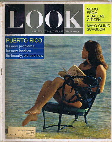 ORIGINAL Vintage Look Magazine March 24 1964 Puerto Rico