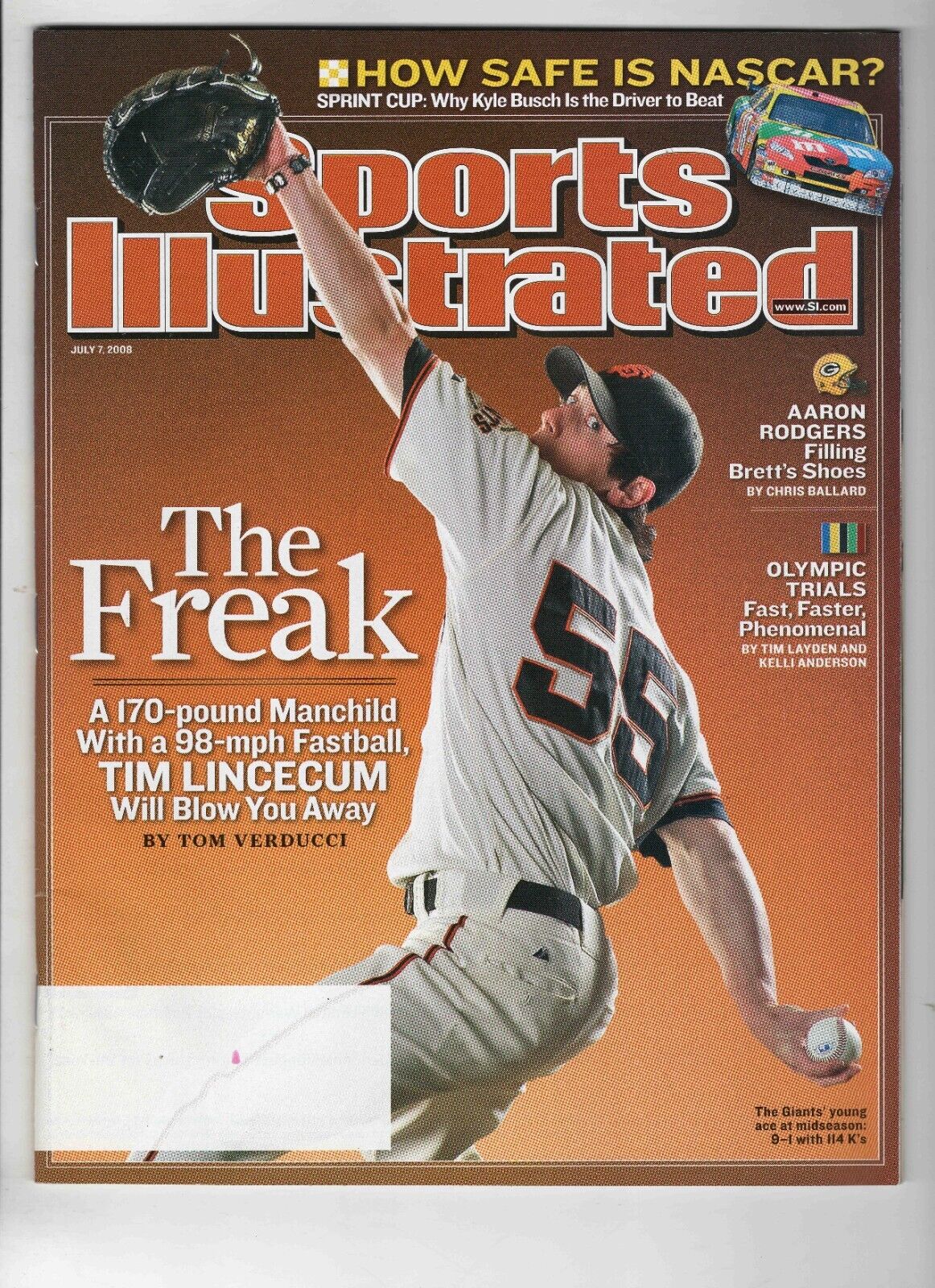 July 7 2008 Sports Illustrated Magazine Tim Lincecum Giants