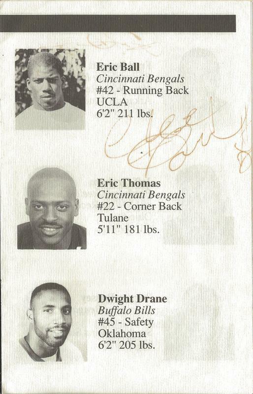 Eric Ball Signed Vintage Football Camp Program Page Bengals UCLA