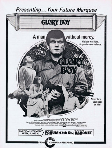 Glory Boy 1971 ORIGINAL Vintage 9x12 Industry Ad Arthur Kennedy William Devane