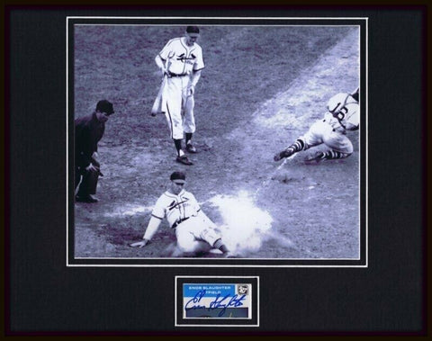 Enos Slaughter Signed Framed 11x14 Photo Display Cardinals 1946 Mad Dash