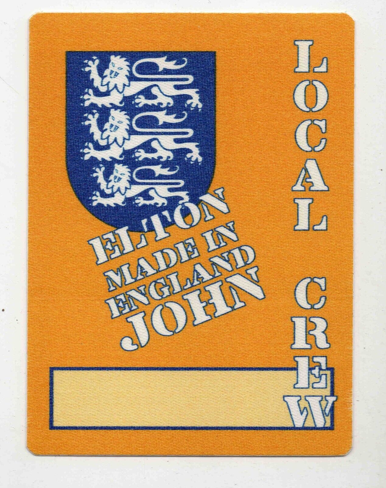 Elton John 1995 Made in England Backstage Pass Local Crew