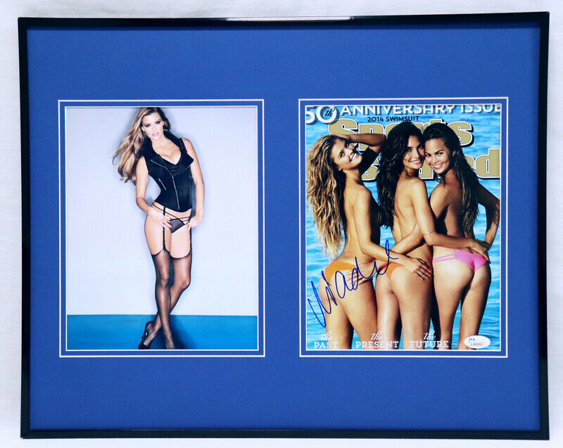 Nina Agdal Signed Framed 16x20 Lingerie Stockings Photo Set JSA 