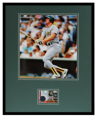 Mark McGwire 16x20 Framed Game Used Jersey & Photo Display A's