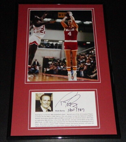 Rick Barry Signed Framed 11x17 Photo Display Rockets