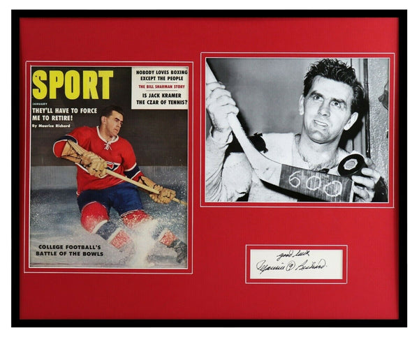 Maurice Richard Signed Framed 16x20 1959 Sport Magazine & 600th Goal Photo Set