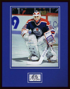 Grant Fuhr Signed Framed 11x14 Photo Display Edmonton Oilers