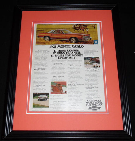 1975 Chevrolet Monte Carlo Framed 11x14 ORIGINAL Vintage Advertisement