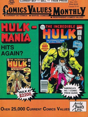 Comic Values Monthly #70 ORIGINAL Vintage 1992 Incredible Hulk 1 Cover