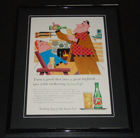 1958 Seven Up 7 Up 11x14 Framed ORIGINAL Vintage Advertisement