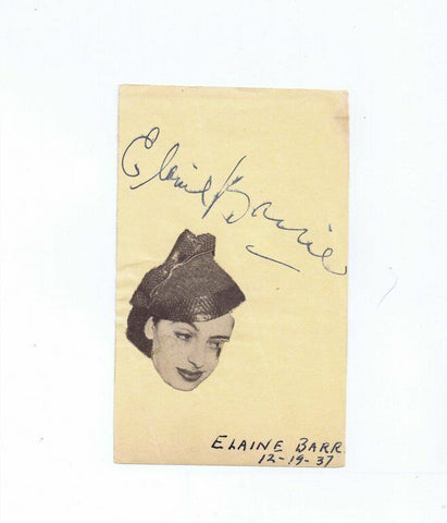 Elaine Barrie Barrymore Signed Vintage 3x5 Index Card JSA 