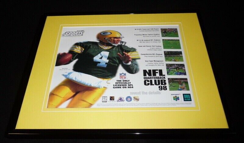 NFL QB Club 1998 N64 11x14 Framed ORIGINAL Advertisement Brett Favre