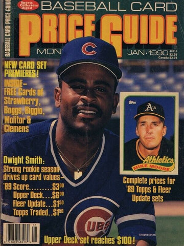 ORIGINAL Vintage Jan 1990 Baseball Card Price Guide Magazine w/ Cards Clemens