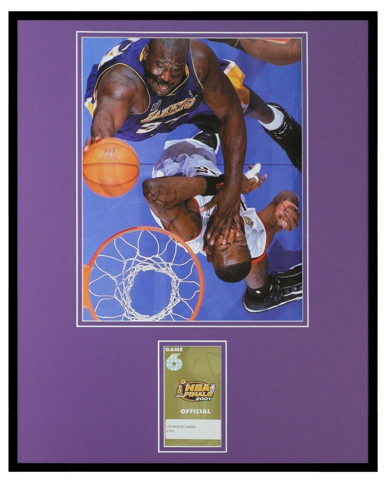 Shaquille O'Neal 2001 NBA Finals Framed 16x20 Repro Ticket & Photo Set Lakers