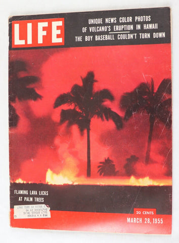 ORIGINAL Vintage Life Magazine Mar 28 1955 Flaming Lava / Coca Cola Ad