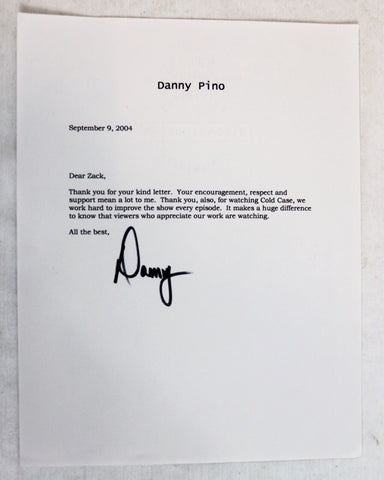 Danny Pino Signed 2004 Typed Letter Cold Case Mayans MC