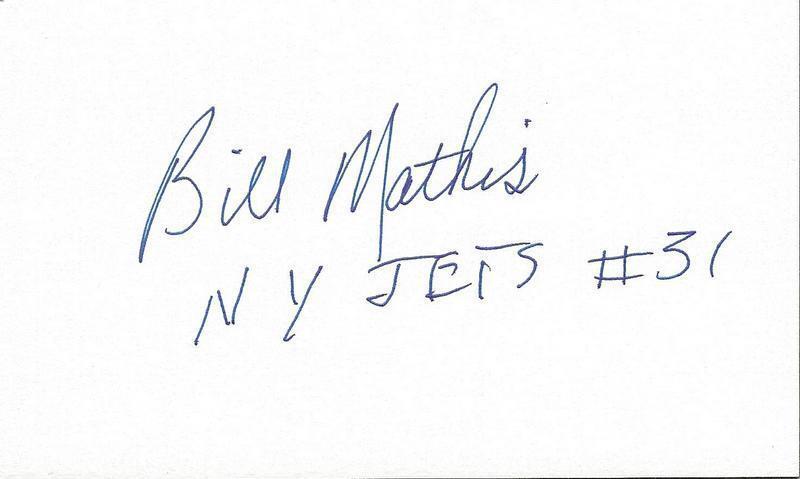 Bill Mathis Signed 3x5 Index Card Clemson Jets