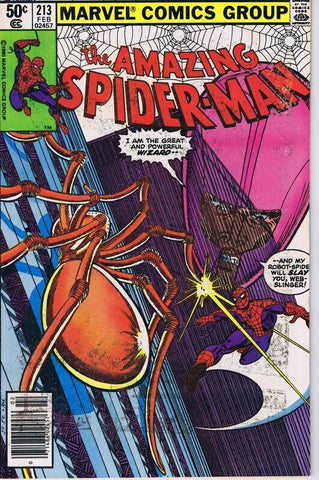 Amazing Spiderman #213 ORIGINAL Vintage 1981 Marvel Comics Wizard