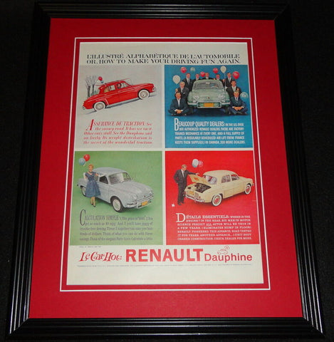 1959 Renault Dauphine 11x14 Framed ORIGINAL Vintage Advertisement B